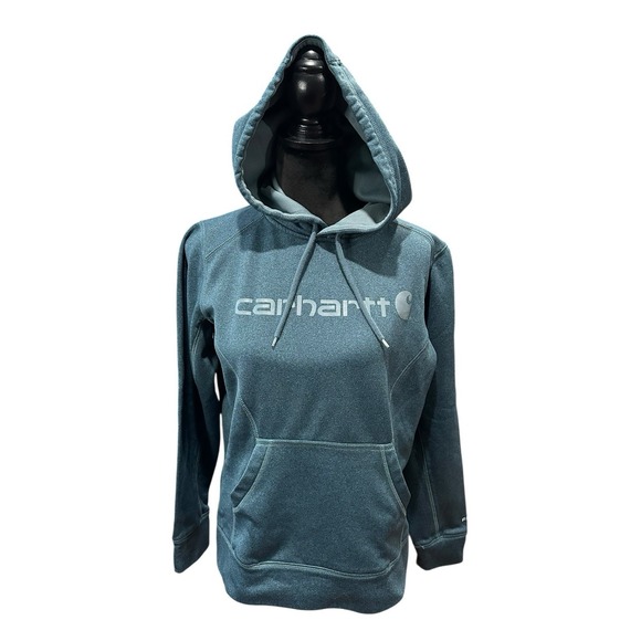 Carhartt Tops - Carhartt Force Extremes Workwear Graphic Sweatshirt Hoodie Teal Blue Sz MEDIUM